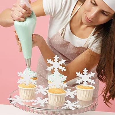 50 PCS White Edible Snowflake Cupcake Toppers Winter Frozen Snowflake  Cupcake Picks Rice Paper Snowflake Cake Decorations for Winter Wonderland  Theme