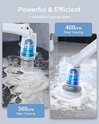 Electric Spin Scrubber, Retractable Length Cordless Cleaning Brush with 4  Replaceable Brush Heads, Equipped with 4000mAh Rechargeable Battery, Power