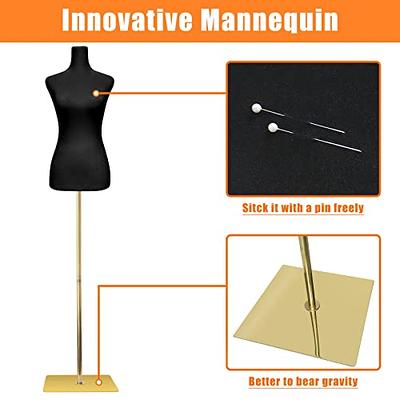 Female Mannequin Torso Dress Form Manikin Body with Wooden Tripod Base Stand Adjustable 60-67 inch for Sewing Dressmakers Dress Jewelry Display,Black