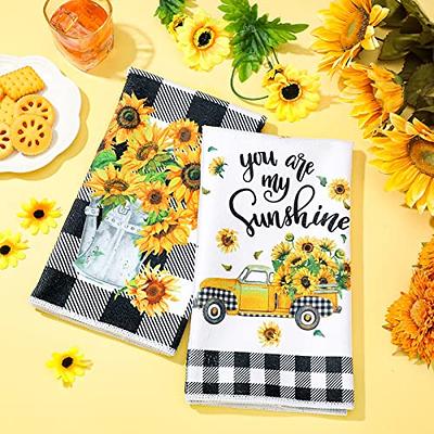 Kajaia 4 Pcs Bee Sunflower Kitchen Towels Gnome Dish Towels Watermelon  Lemon Tea Towels Sunshine Hand Towels Absorbent Plaid Towels for Xmas  Holiday