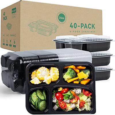 XGXN Meal Prep Containers (4 Pack), 4-Compartments Bento Lunch Box