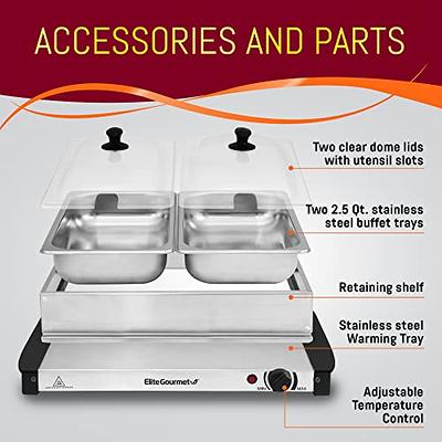 Elite Gourmet EWM-6122 Dual 2 x 2.5 Qt. Trays, Buffet Server, Food