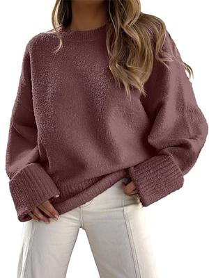 Prinbara Oversized Sweaters for Women Clothes Trendy Casual Long Sleeve  Crewneck Fuzzy Knit Fashion Chunky Warm Cashmere Knitted Pullover Tops  6PA26-zhuhong-M Fuchsia - Yahoo Shopping