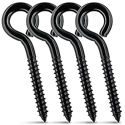 Uxcell 2 Eye Hooks Self Tapping Screw-in Hanger Eye-Shape Hooks Iron Black  16pcs