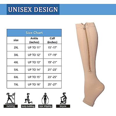 Lasnten 5 Pairs Zipper Compression Socks Open Toe Compression