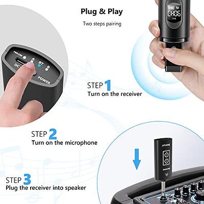 S9 UHF Rechargeable Wireless Microphone System Karaoke Microphone Wireless  Mic Cordless Dual with Bluetooth Receiver Box + Volume Control ECHO for