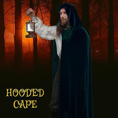 hoyuwak Black Cloak with Hood Halloween Wizard Hooded Cape Full