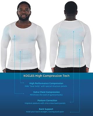 KOCLES Gynecomastia Compression Shirts for Men Long Sleeve, Seamless Slimming  Body Shaper Undershirt, Moobs Tummy Control Shapewear, Belly Stomach  Girdles, Workout T-Shirts Tops (White, X-Large) - Yahoo Shopping