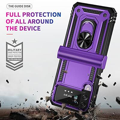 Galaxy Z Flip Case,Z Flip 5G Case,Rugged Military Grade Anti-Fall  Shockproof Heavy Duty Protective Phone Case with Kickstand Magnetic Ring  Stand Full Body Case For Samsung Galaxy Z Flip,Purple 