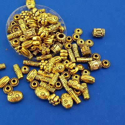 Gold Spacer Beads, 20 Tone Washer Beads, Gold Metal Mix Beads