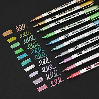 PANDAFLY Metallic Marker Pens, Set of 10 Colors Paint Markers for Black  Paper, Rock Painting, Scrapbooking Crafts, Card Making, Ceramics, DIY Photo  Album, Ceramic, Glass and More (Medium tip) 