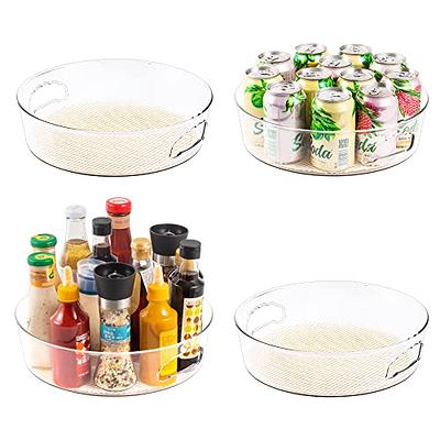 Kitchen Details 2 Pack Lazy Susan Bin | Triangular Pantry Organizer |  Corner Cabinet | Handle | Spice Jars | Cans | Clear