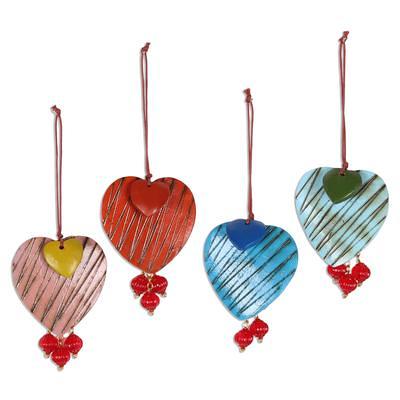 Zigzag Hearts,'Mango Wood Heart Ornaments from India (Set of 4)' - Yahoo  Shopping