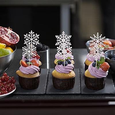 36 PCS Snowflake Cupcake Toppers Glitter Winter Frozen Theme
