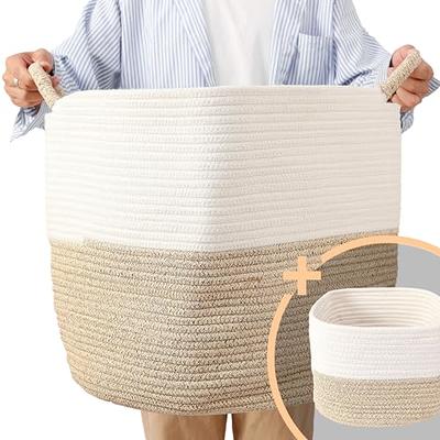 Organization Bins for Closet Cotton Rope Woven Storage Basket Foldable  Storage Basket With Handles Portable Laundry Basket For Storage Baby  Clothes Hamper 10x 10inch Long under Bed Storage Containers - Yahoo Shopping