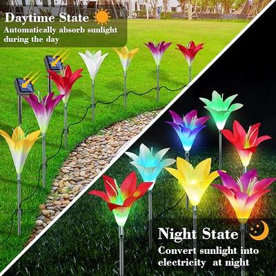 4 Pack Solar Lanterns Outdoor Garden Decor - OxyLED Solar Lights Decorative  Lantern Waterproof 4 Colors LED Hanging Solar Powered with Handle for