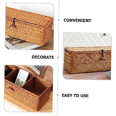 Handwoven Storage Baskets Wicker Rattan Divided Basket Organizer