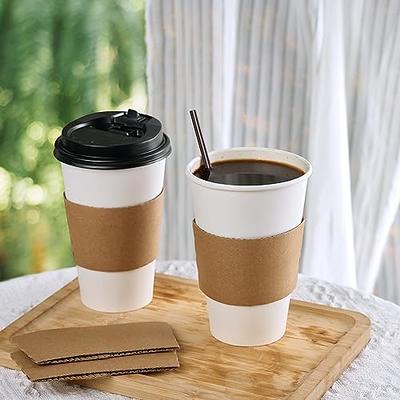 Insulated Disposable Coffee Cups with Lids & Straws 12 oz, 100