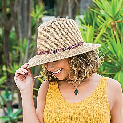 Wide Brim Beach Hat, Women's UV Protection Sun Hat UPF50+ | Solbari Coral / Beige