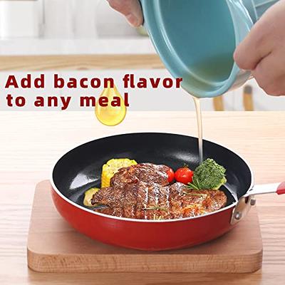 Bacon Grease Container,Ceramic Cooking Oil Storage with Strainer Can Grease  Keeper for Kitchen,Black 