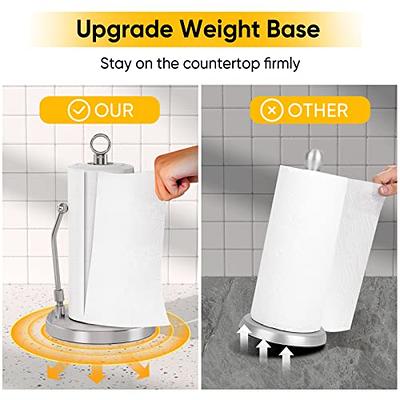 Paper Towel Holder Countertop with Weighted Base Easy OneHanded Tear Paper  To