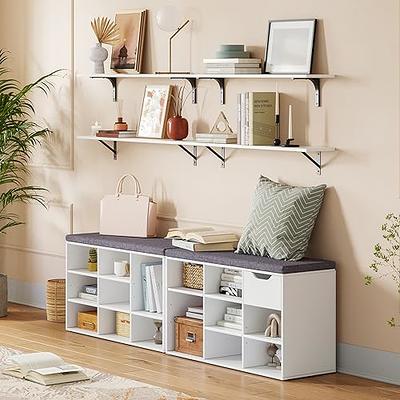 White Wood Shoe Cabinet Cubby Shoe Rack Storage Organizer for Entryway  Bedroom