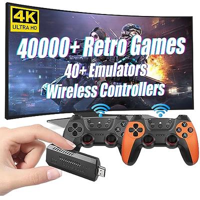  Retro Game Console Stick, 64G Nostalgia Game Stick with 20000+  Video Games, 9 Emulator Console Plug and Play for TV, Retro Play Compatible  with Arcade/Maze, 4K HD Output, 2.4GHz Wireless Controllers 