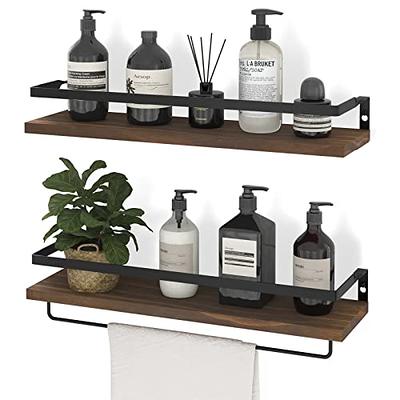 AMADA HOMEFURNISHING Floating Shelves, Bathroom Shelf with Towel Bar, Wall  Shelves for Bathroom/Living Room/Kitchen/Bedroom, Light Brown Shelves Set