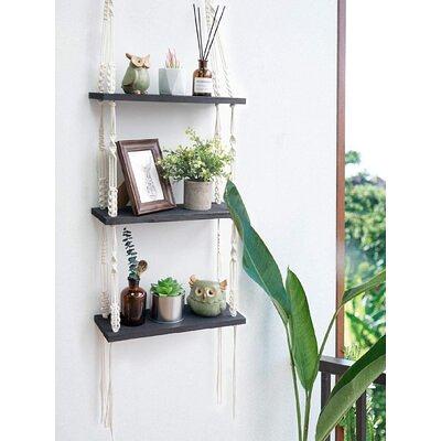 Rustic Wooden Shelves With Rope