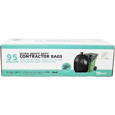 PlasticMill 33 Gallon, Black, 1.3 mil, 33x39, 100 Bags/Case, Garbage Bags.