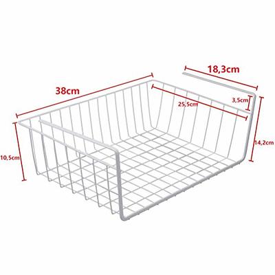 Under Shelf Basket,2 Pack White under Shelf Wire Basket Hanging Storage  Baskets