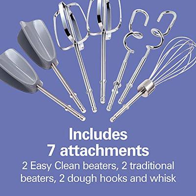6-Speed Electric Hand Mixer Whisk Traditional Beaters Snap-On Storage Case  White