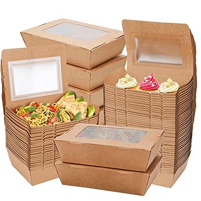 50pack Take Out Food Containers Kraft Brown Food Boxes With Film