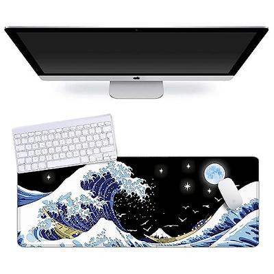 Bass Fishing Wave Gaming Mouse Pad Extended Mat Desk Pad Keyboard Pad  Non-Slip PVC Thick Mouse Pad for Computers Laptop : Office Products 