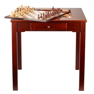 LARGE CHESS AND CHECKERS WOOD SET WITH DRAWER