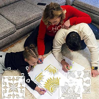 9 Pack Large Mandala Stencils for Painting Mandala Painting Templates  Reusable Floral Mandala Drawing Stencils for Wall Floor Furniture Fabric  Canvas