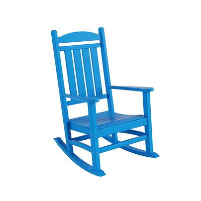 Cecarol Patio Oversized Rocking Chair Outdoor, Weather Resistant, Low  Maintenance, High Back Front Porch Rocker Chairs 385lbs Support Poly Lumber  Rocker, Wood-Like Plastic Chair, Blue-PRC01