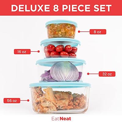 FIT Strong & Healthy 2 & 3 Compartment Glass Meal Prep Containers (4 Pack,  32 oz) - Glass Food Storage Containers with Lids, Glass Bento Box, Portion