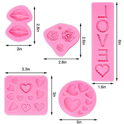 5 Pack Heart Shape Silicone Mold Valentine's Day Fondant Molds Non