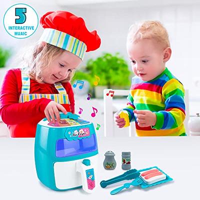 Toy Air Fryer, Play Kitchen Accessories Set for Toddlers - Kids Kitchen  Playset W/Music & Color