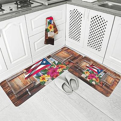 Color G Kitchen Rug Set, Non Slip Kitchen Mat Set of 2 Piece, Cushioned  Anti Fatigue Kitchen Mats for Standing, 17x47+17x71, Black