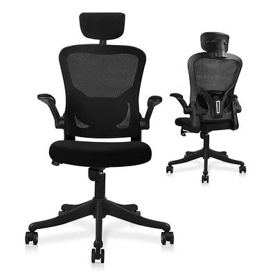 Lacoo Office Gray Mid Back Swivel Lumbar Support Desk, Computer Ergonomic Mesh Chair with Armrest T-OCNC7504