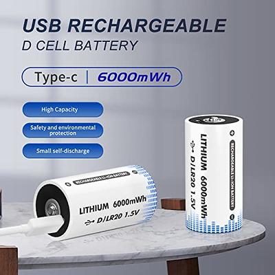 2-Pack D LR20 Rechargeable Batteries via USB Type-C Nepal