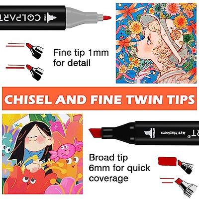 TouchCool Art Dual Tip Marker/Highlighter Sketch Pen Set;  Broad Chisel & Fine Tip Markers - Dual Tip markers