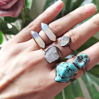 Black Rutilated Quartz Copper Ring | Quartz Ring - Rings – The Boho Depot