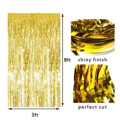  Black And Gold Party Streamers Decoration - Foil Fringe  Backdrop For New Years Eve  2024/Anniversary/Farewell/Cocktail/Prom/EID/Birthdays - 3.2ft X 8.2ft - 2  Packs
