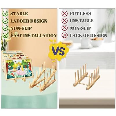 2 Pcs Wooden Puzzle Display Stand Jigsaw Puzzle Holder Rack, Puzzle Storage