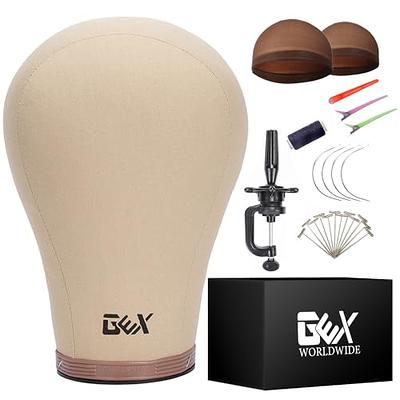 GEX Cork Canvas Block Head Mannequin Head Wig Display Styling Head With  Mount Hole (Light Brown, 22) - Yahoo Shopping