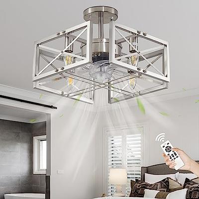 WWM Low Profile Farmhouse Ceiling Fan with Light,20'' Caged Flush Mount Ceiling  Fans with Remote, Crystal Modern Small Ceiling Fans with Lights for  Bedroom/Kitchen/Living Room etc. - Yahoo Shopping