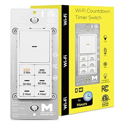 Minoston Wi-Fi 4 Hour Countdown Timer Switch for Bathroom Fans White (MT10W)